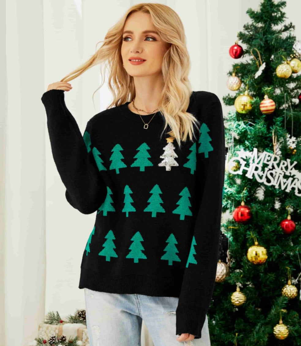 Christmas Tree Ribbed Sweater