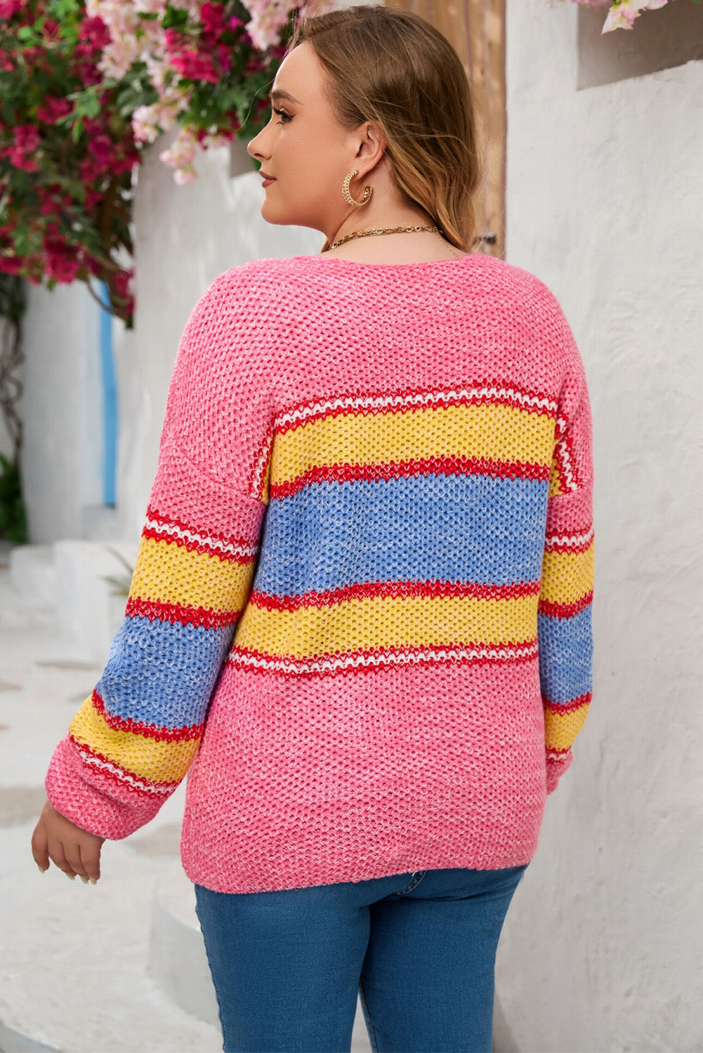Strawberry Color Block Sweater | Curvy