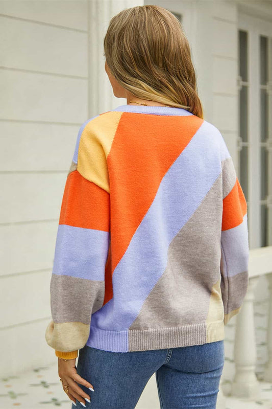 Periwinkle Me Color Block Sweater