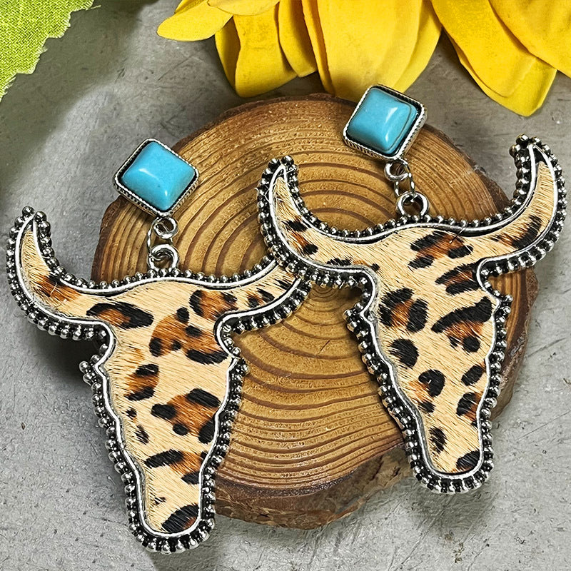 Bull Turquoise Dangle Earrings