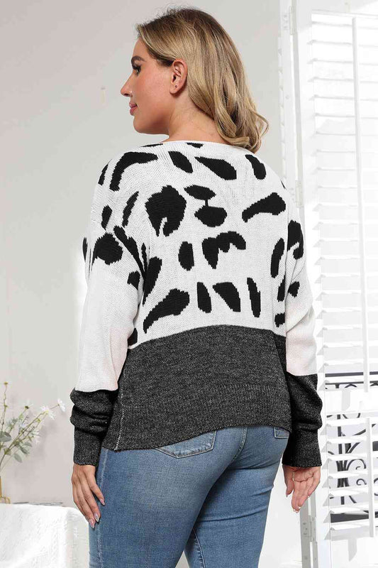 Leopard Split Sweater | Curvy