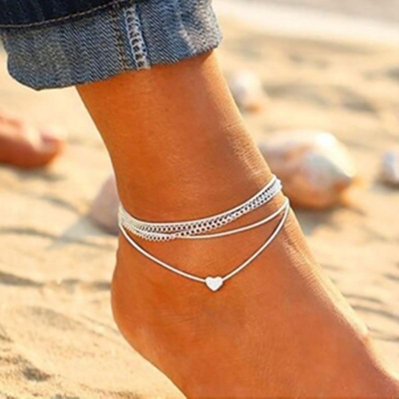 Bohemian Heart Chain Ankle Bracelet - Bella Lia Boutique