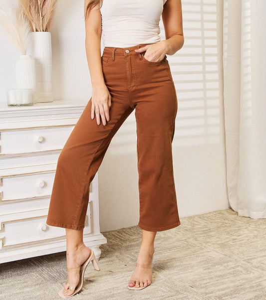 Caramel Vibes Straight Leg Cropped Jeans | Judy Blue