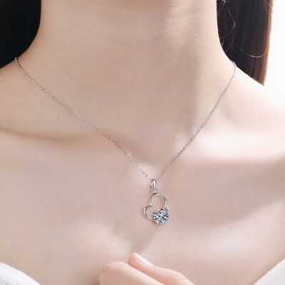 Moissanite Heart Sterling Silver Necklace