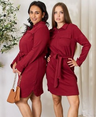 Cloves Half-Zip Shirt Dress