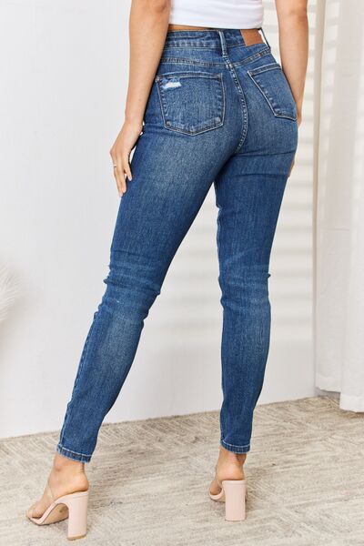 Kiala High-Waist Distressed Slim Jeans | Judy Blue