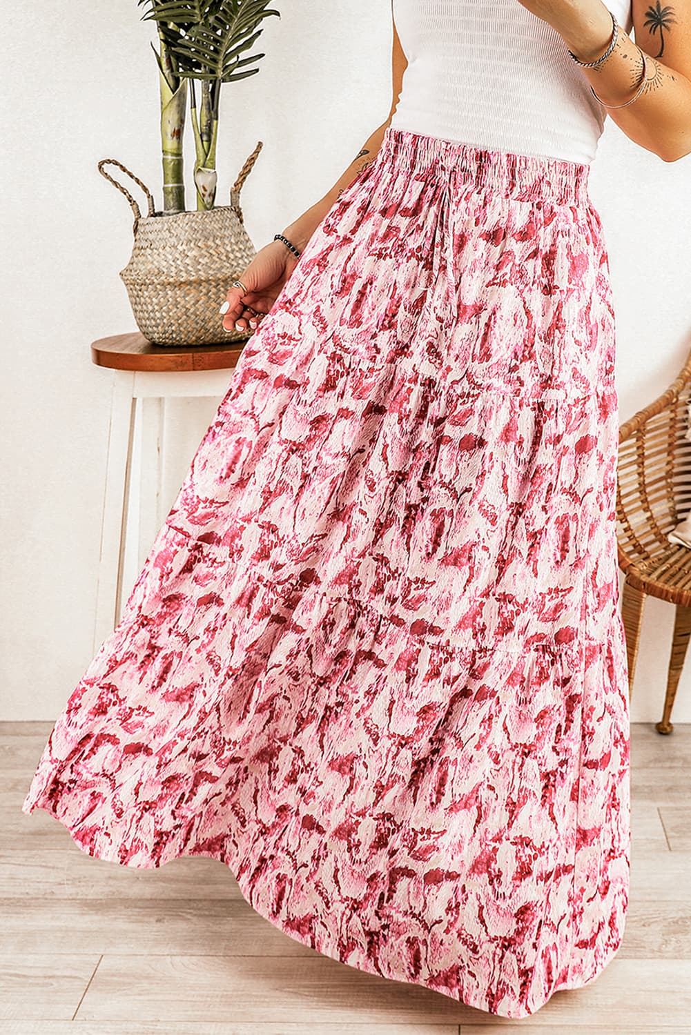 Carnation Smocked Waist Maxi Skirt