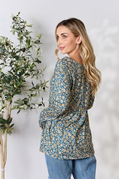 Floral Button Long Sleeve Top