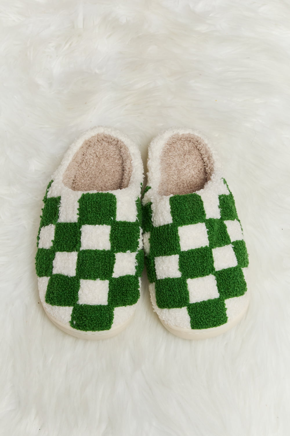 Melody Checkered Plush Slide Slippers | Multiple Colors