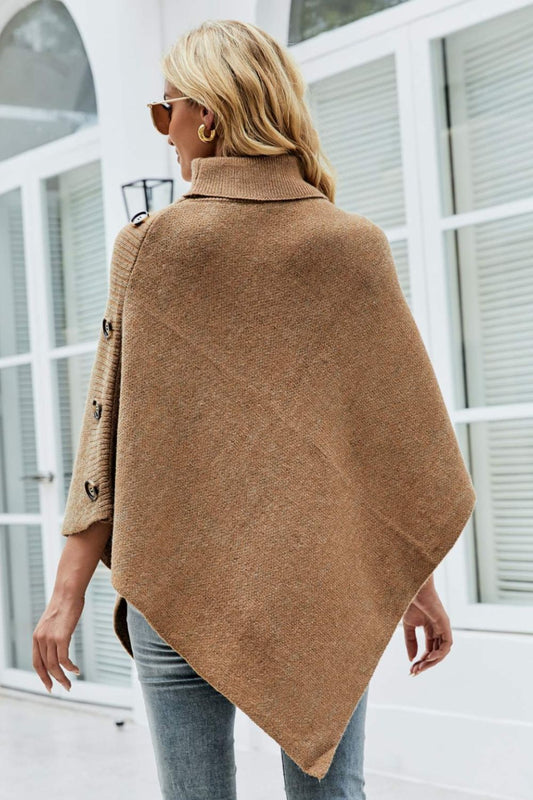 Falling for You Turtleneck Buttoned Poncho | Multiple Colors