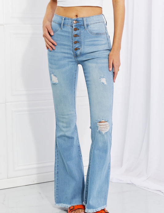 Jess Button Flare Jeans | Vibrant MIU