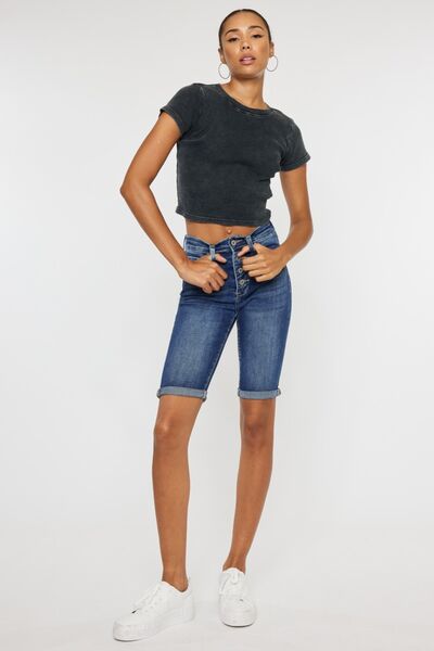 Cat's Whiskers Button Fly Denim Shorts | Kancan