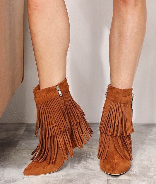 Legend Tassel Wedge Booties | Ochre