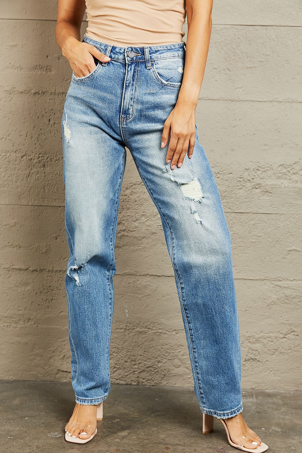 Lilliane High Waisted Straight Jeans | Bayeas