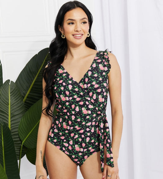 Float On Ruffle Faux Wrap One-Piece Swimsuit | Floral