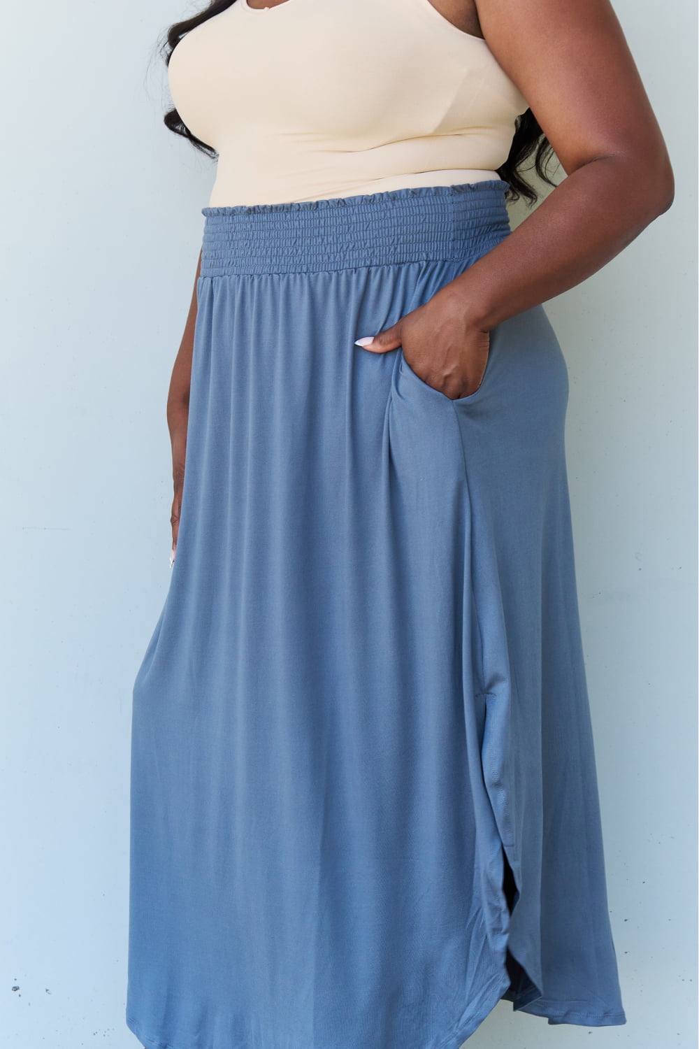 Comfort Princess High Waist Maxi Skirt | Dusty Blue