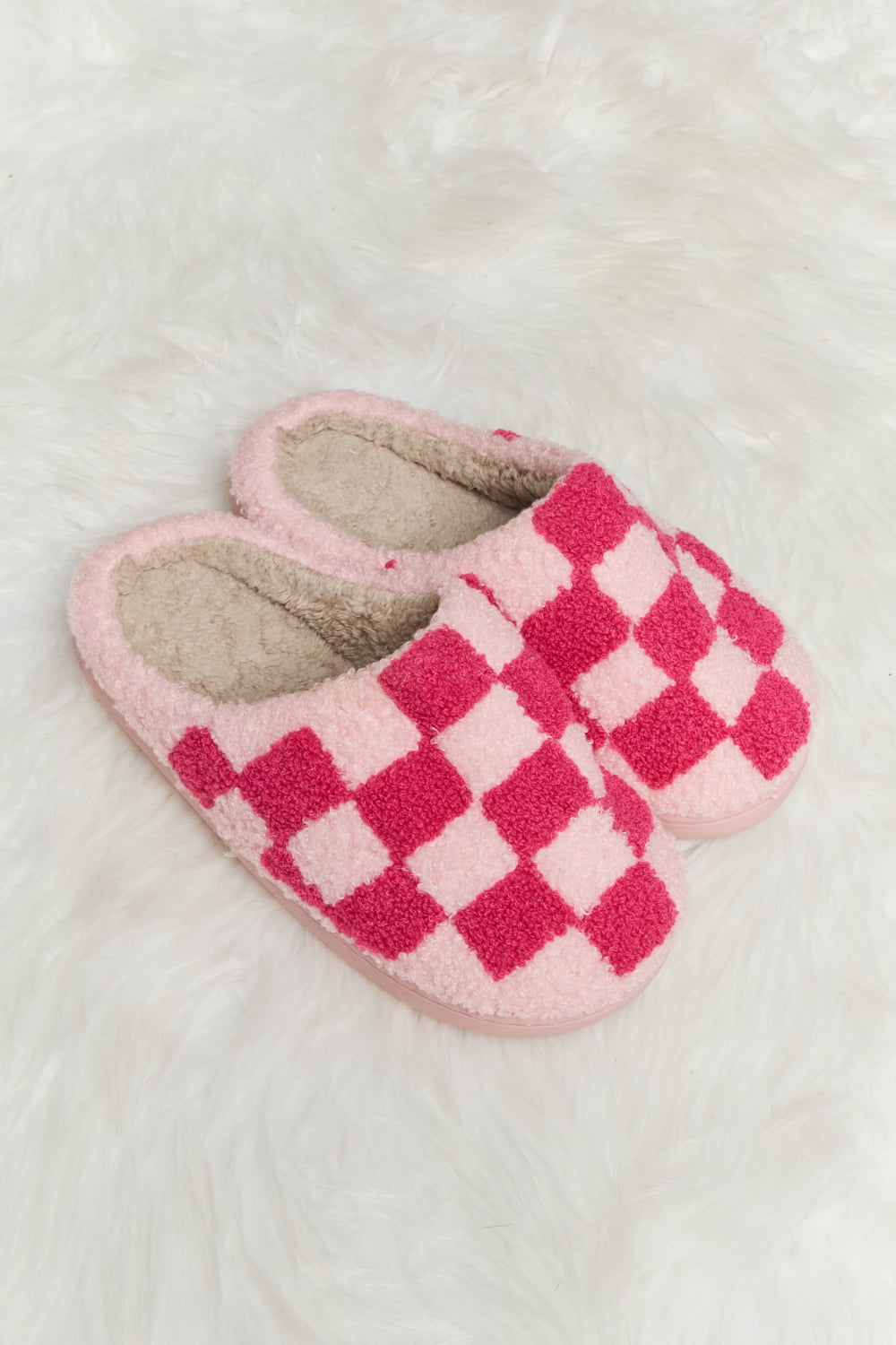 Melody Checkered Plush Slide Slippers | Multiple Colors