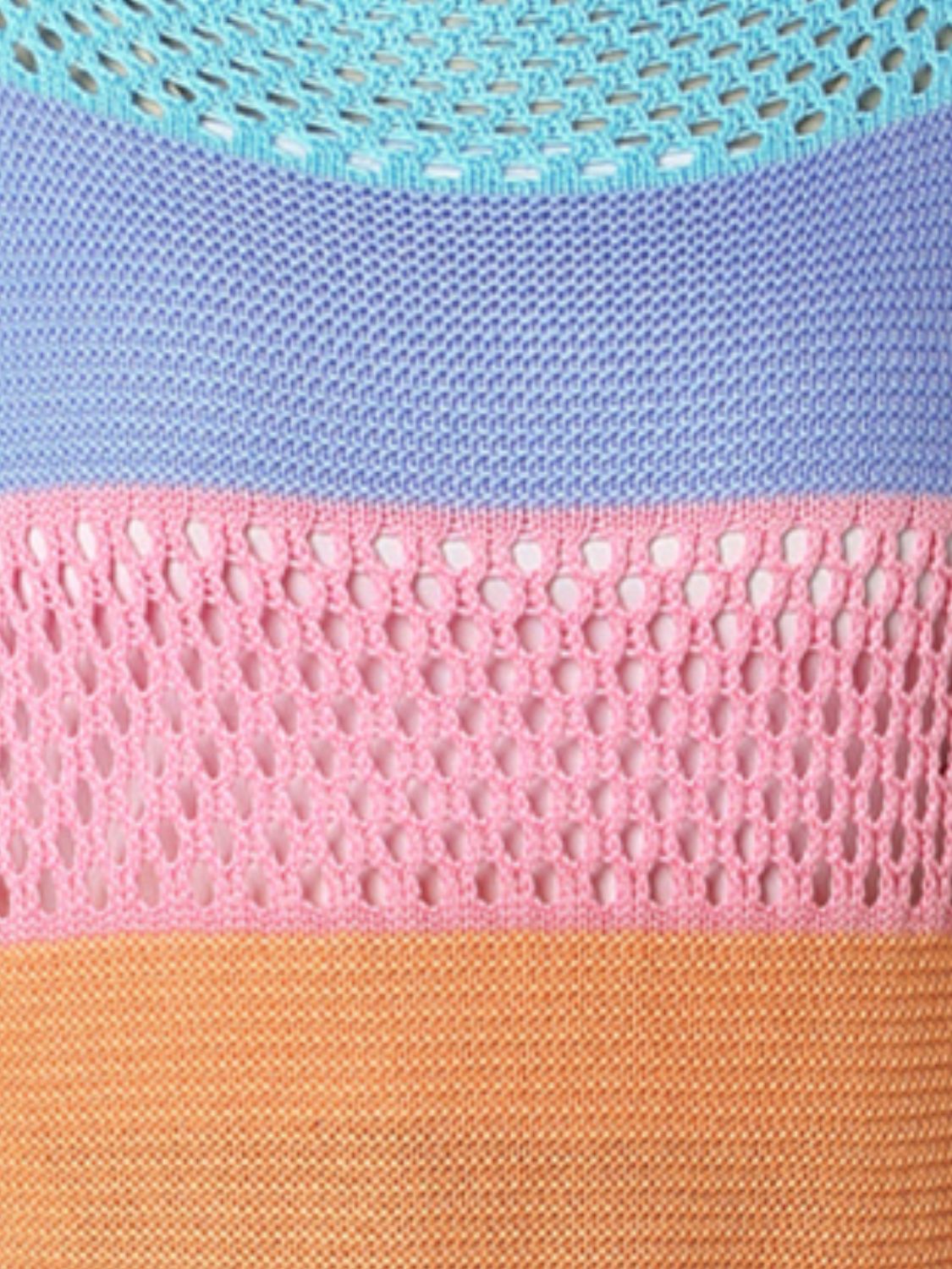 Fields of Pastel Openwork Pullover Sweater