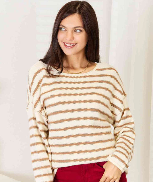 Take It Back Striped Boat Neck Sweater