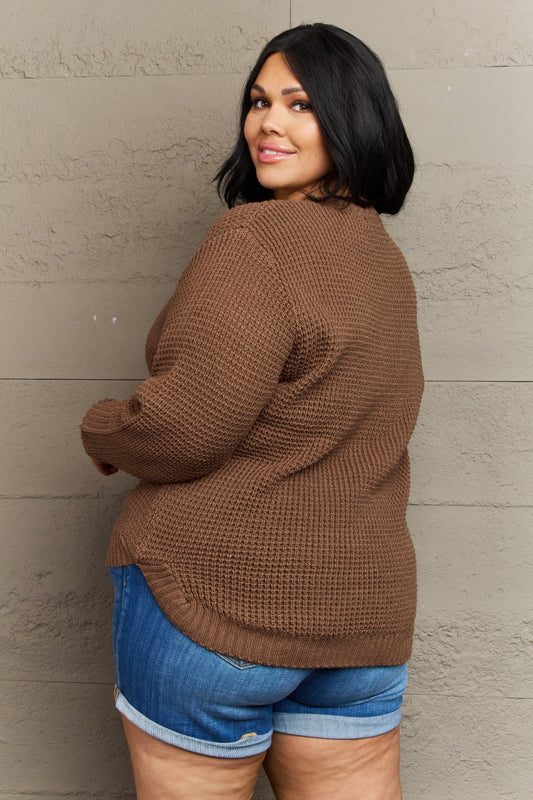 Breezy Days High-Low Waffle Knit Sweater | Curvy