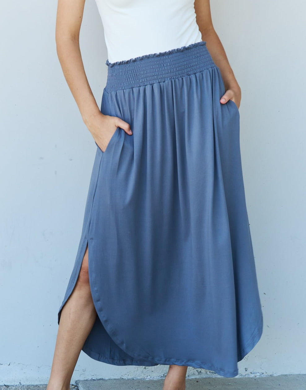 Comfort Princess High Waist Maxi Skirt | Dusty Blue