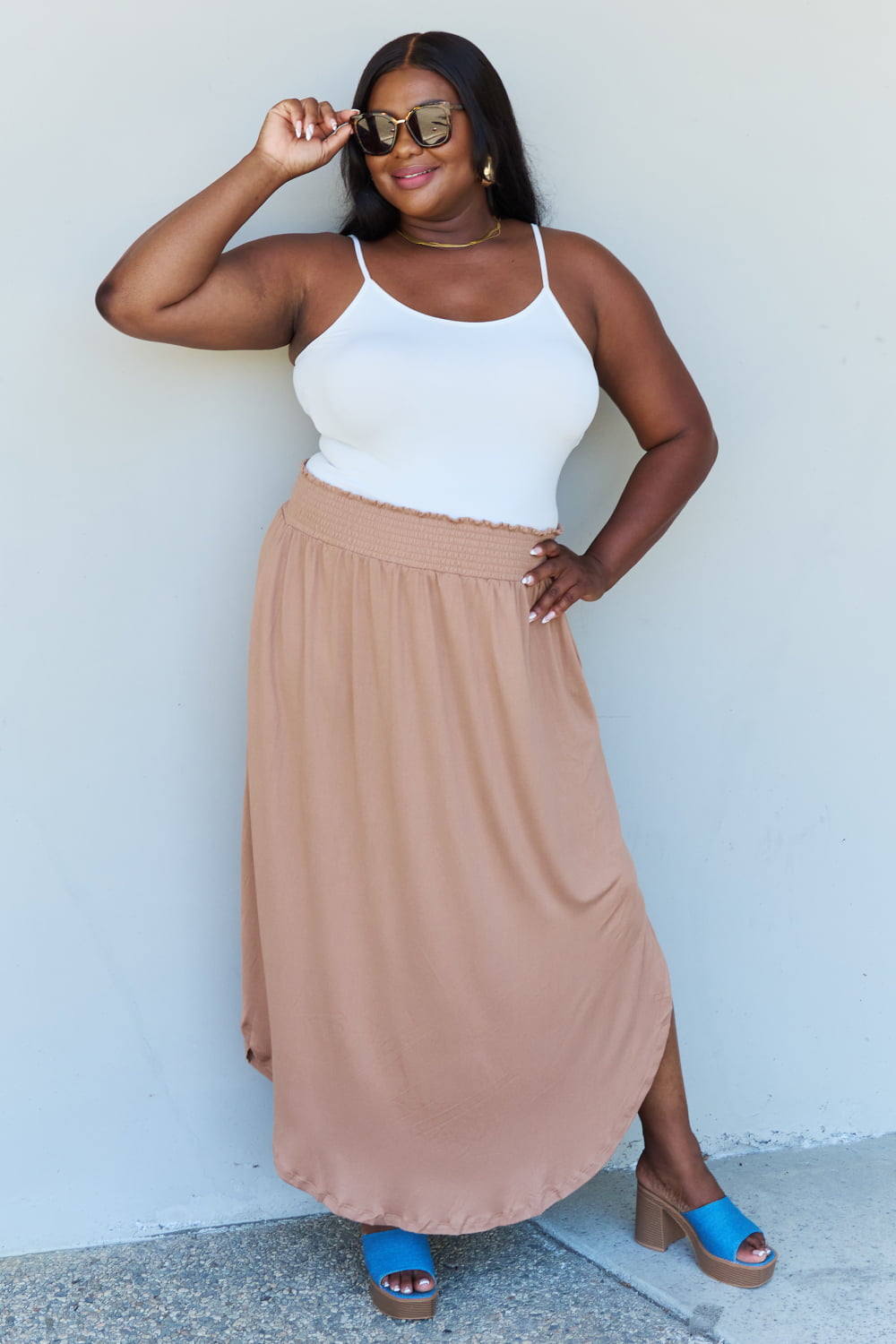 Comfort Princess High Waist Maxi Skirt | Tan