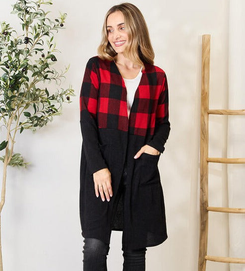 Plaid Open Front Cardigan