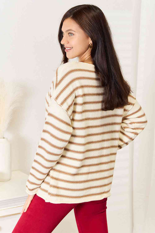 Take It Back Striped Boat Neck Sweater