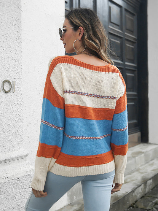 Lori Striped V-Neck Sweater