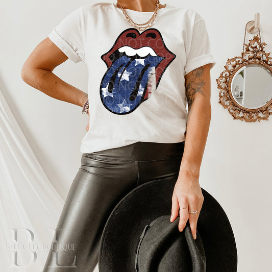 American Flag Tongue Graphic Tee or Sweatshirt - Bella Lia Boutique
