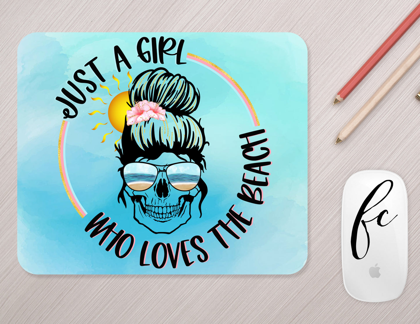 Just a Girl who Loves the Beach Skull Mousepad - Bella Lia Boutique