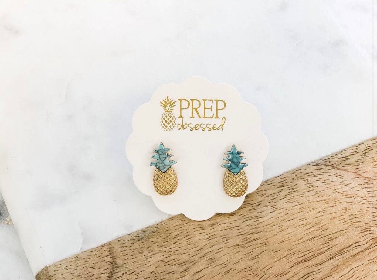 Semi-Precious Pineapple Stud Earrings - Bella Lia Boutique