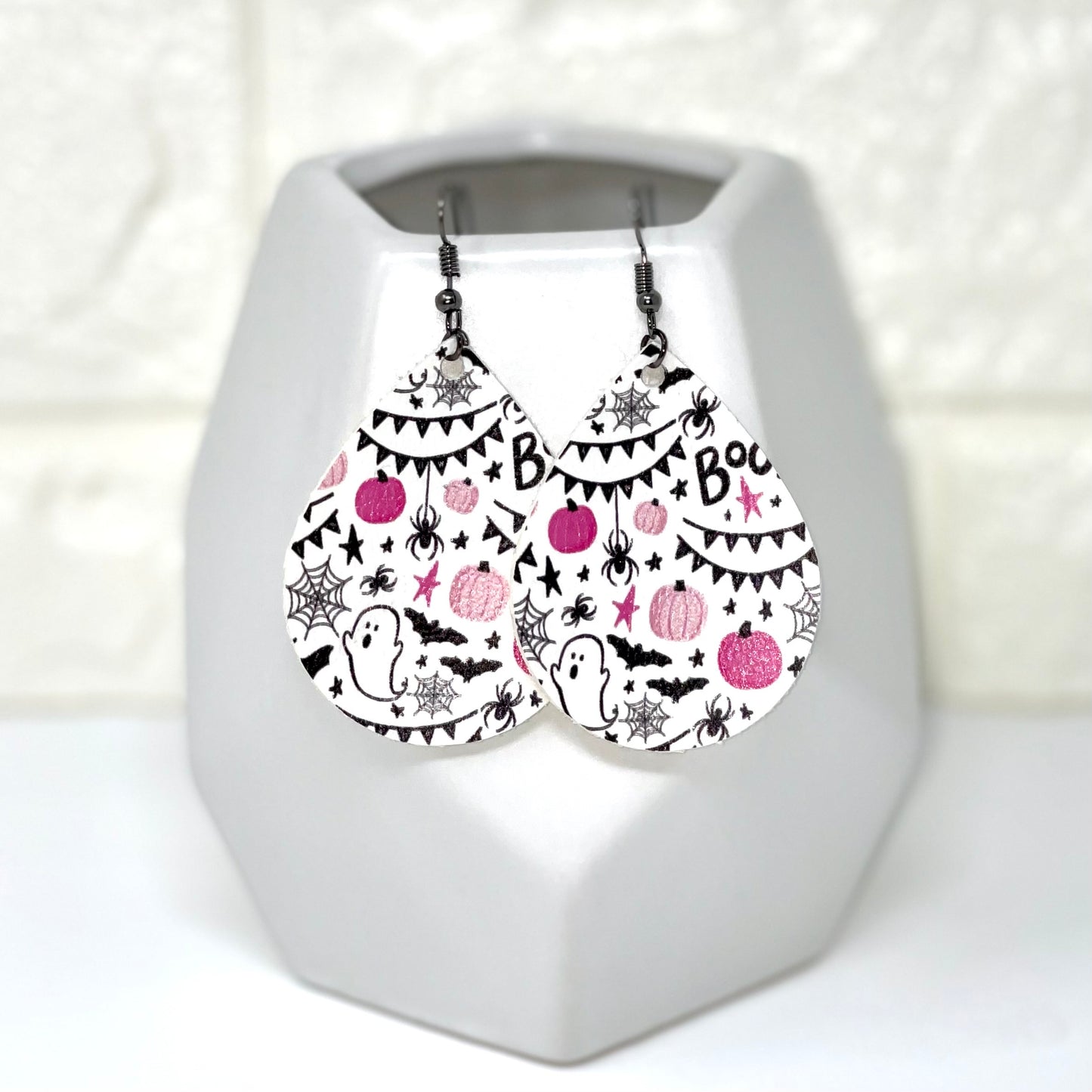 Faux Leather Earrings | Pink Boos - Bella Lia Boutique