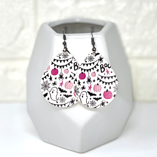 Faux Leather Earrings | Pink Boos - Bella Lia Boutique