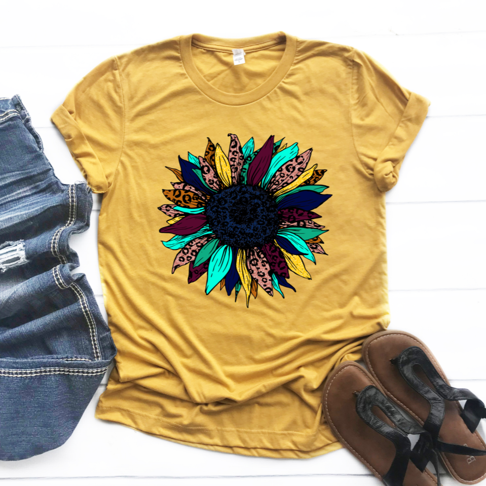 Fall Leopard Sunflower Adult Unisex Shirt - Bella Lia Boutique