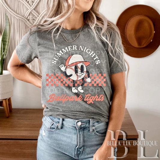 Summer Nights & Ballpark Lights Graphic Tee or Sweatshirt - Bella Lia Boutique