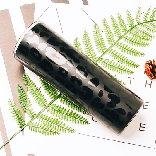 Black Matte Leopard Tumbler | 20 oz. - Bella Lia Boutique