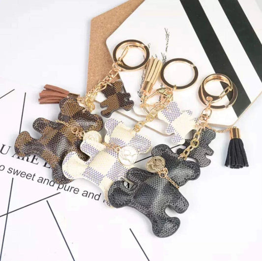 Lacey Bear Vegan Leather Keychain | Multiple Colors - Bella Lia Boutique