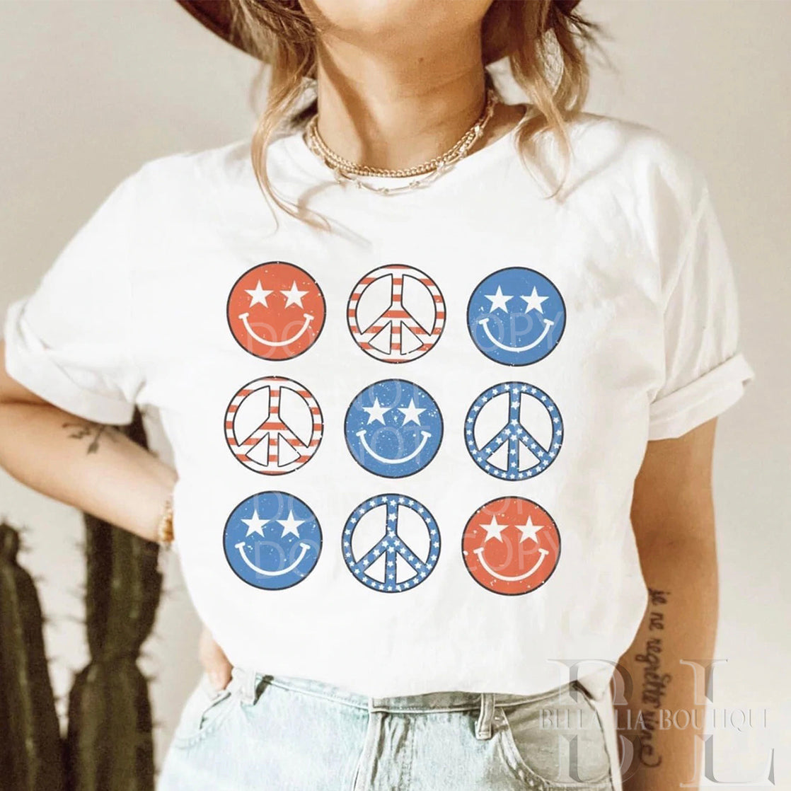 Patriotic Peace Graphic Tee or Sweatshirt - Bella Lia Boutique