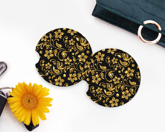 Gold Glitter Fall Car Coasters - Bella Lia Boutique