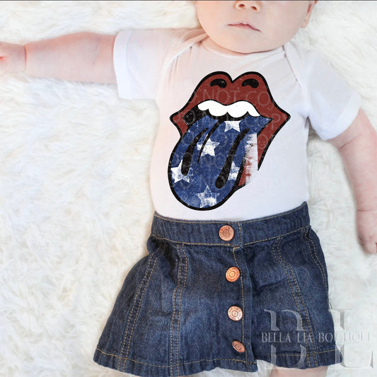 American Flag Tongue Infant One-Piece - Bella Lia Boutique