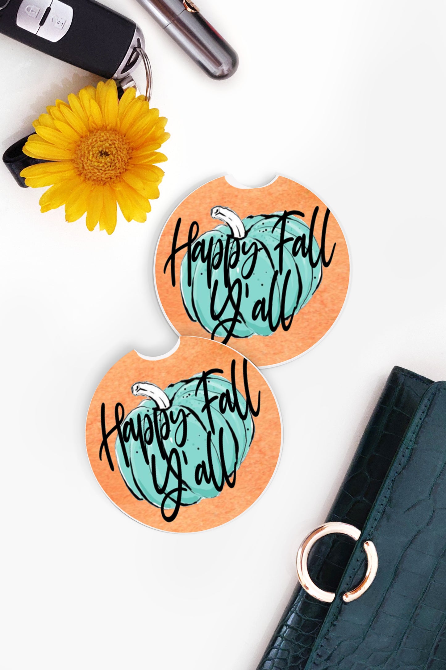 Happy Fall Y’all Fall Car Coasters - Bella Lia Boutique