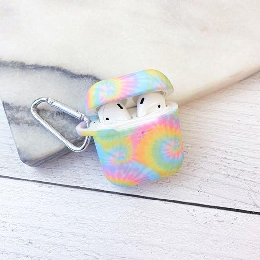 Silicone Air Pod Case with Clip - Light Tie Dye - Bella Lia Boutique