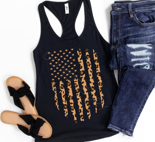 Leopard Flag Women’s Racerback Tank - Bella Lia Boutique