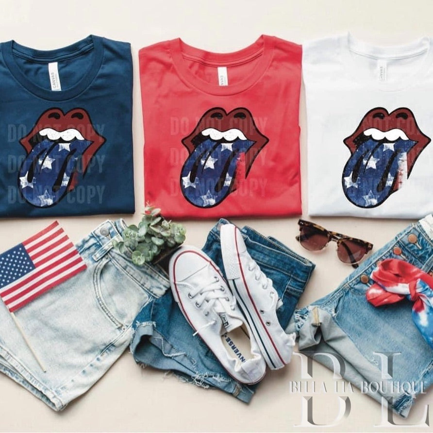 American Flag Tongue Graphic Tee or Sweatshirt - Bella Lia Boutique