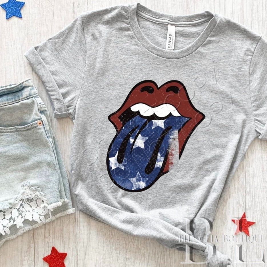 American Flag Tongue Graphic Tee or Sweatshirt - Bella Lia Boutique
