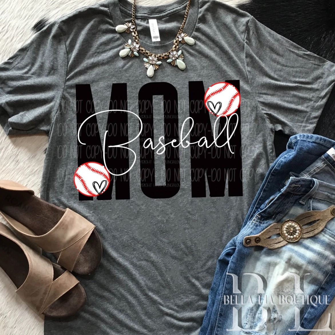 Baseball Mom Graphic Tee or Sweatshirt - Bella Lia Boutique