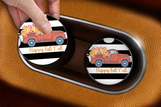 Happy Fall Y’all Fall Car Coasters - Bella Lia Boutique