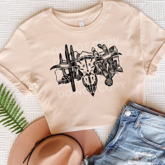 Boho Western Bull Tee or Sweatshirt - Bella Lia Boutique