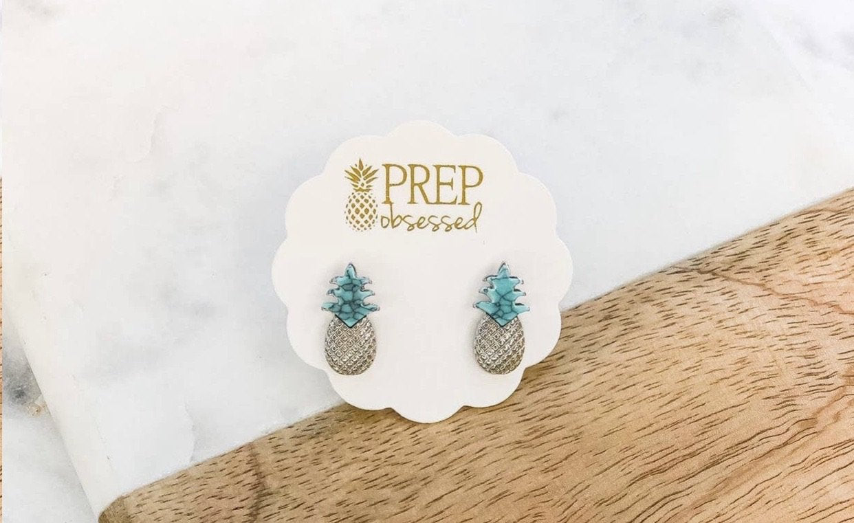 Semi-Precious Pineapple Stud Earrings - Bella Lia Boutique